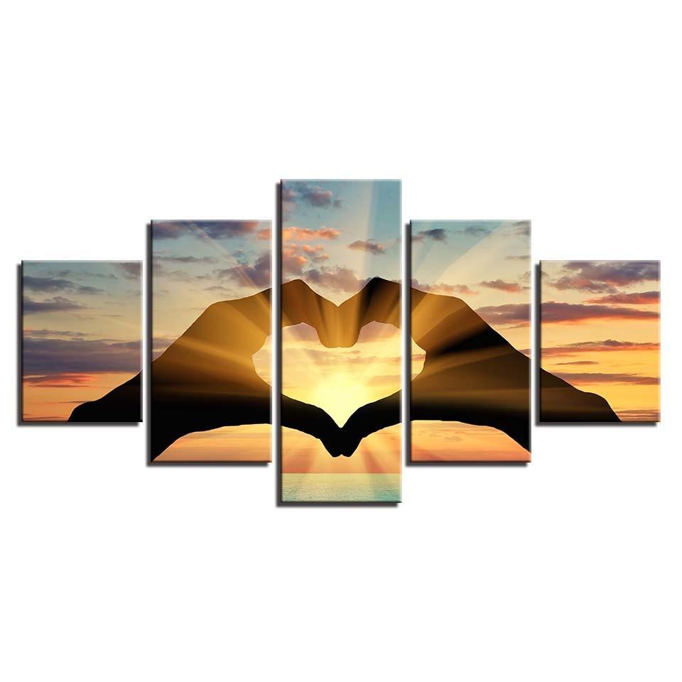 Sunrise 5 Piece HD Multi Panel Canvas Wall Art Frame-Original Frame