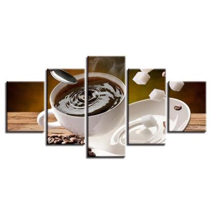 Coffee And Sugar 5 Piece HD Multi Panel Canvas Wall Art Frame-Original Frame