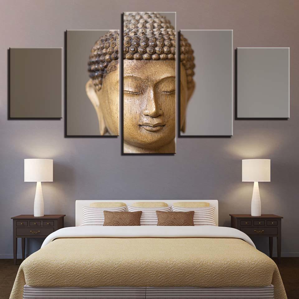 Buddha 5 Piece HD Multi Panel Canvas Wall Art Frame-Original Frame