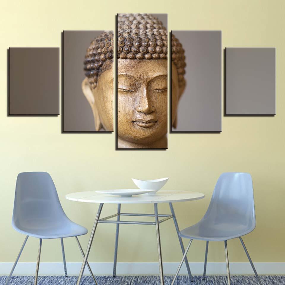 Buddha 5 Piece HD Multi Panel Canvas Wall Art Frame-Original Frame
