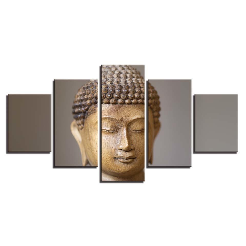Buddha 5 Piece HD Multi Panel Canvas Wall Art Frame-Original Frame