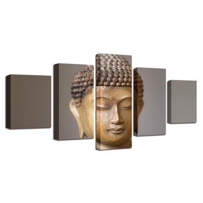Buddha 5 Piece HD Multi Panel Canvas Wall Art Frame-Original Frame