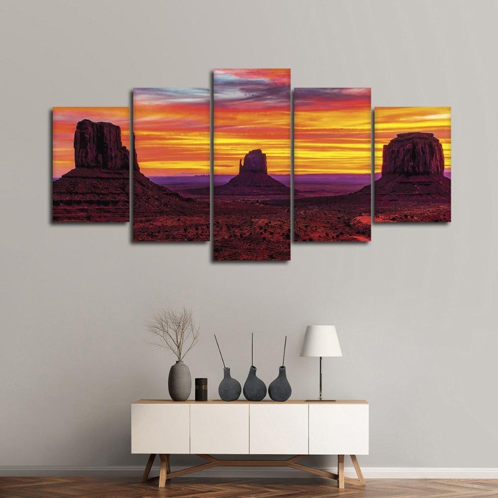 Silent Sunset 5 Piece HD Multi Panel Canvas Wall Art Frame-Original Frame
