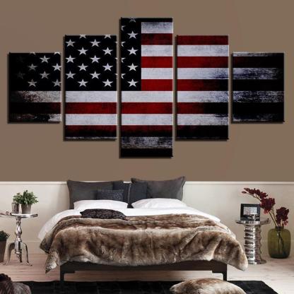 American Flag 5 Piece HD Multi Panel Canvas Wall Art Frame-Original Frame
