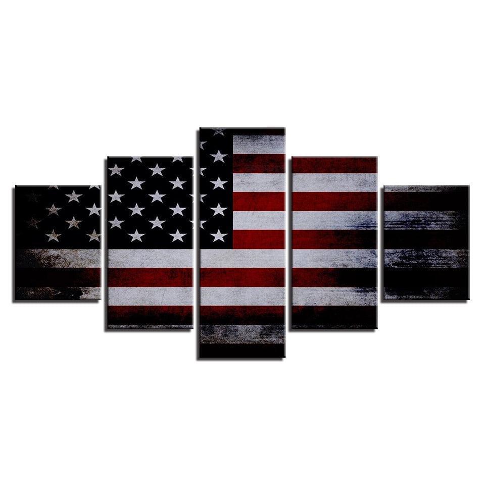 American Flag 5 Piece HD Multi Panel Canvas Wall Art Frame-Original Frame