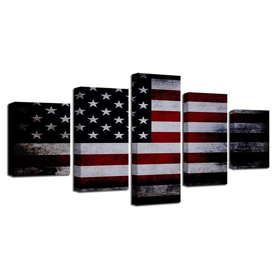 American Flag 5 Piece HD Multi Panel Canvas Wall Art Frame-Original Frame