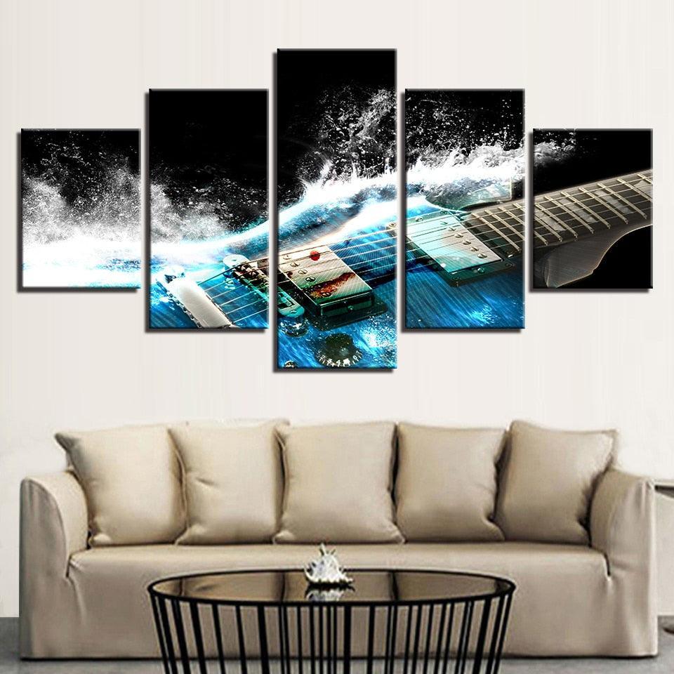 Music Poster 5 Piece HD Multi Panel Canvas Wall Art Frame-Original Frame