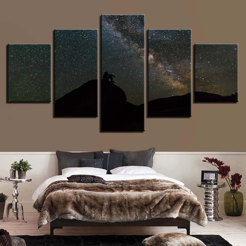 Starry Night 5 Piece HD Multi Panel Canvas Wall Art Frame-Original Frame