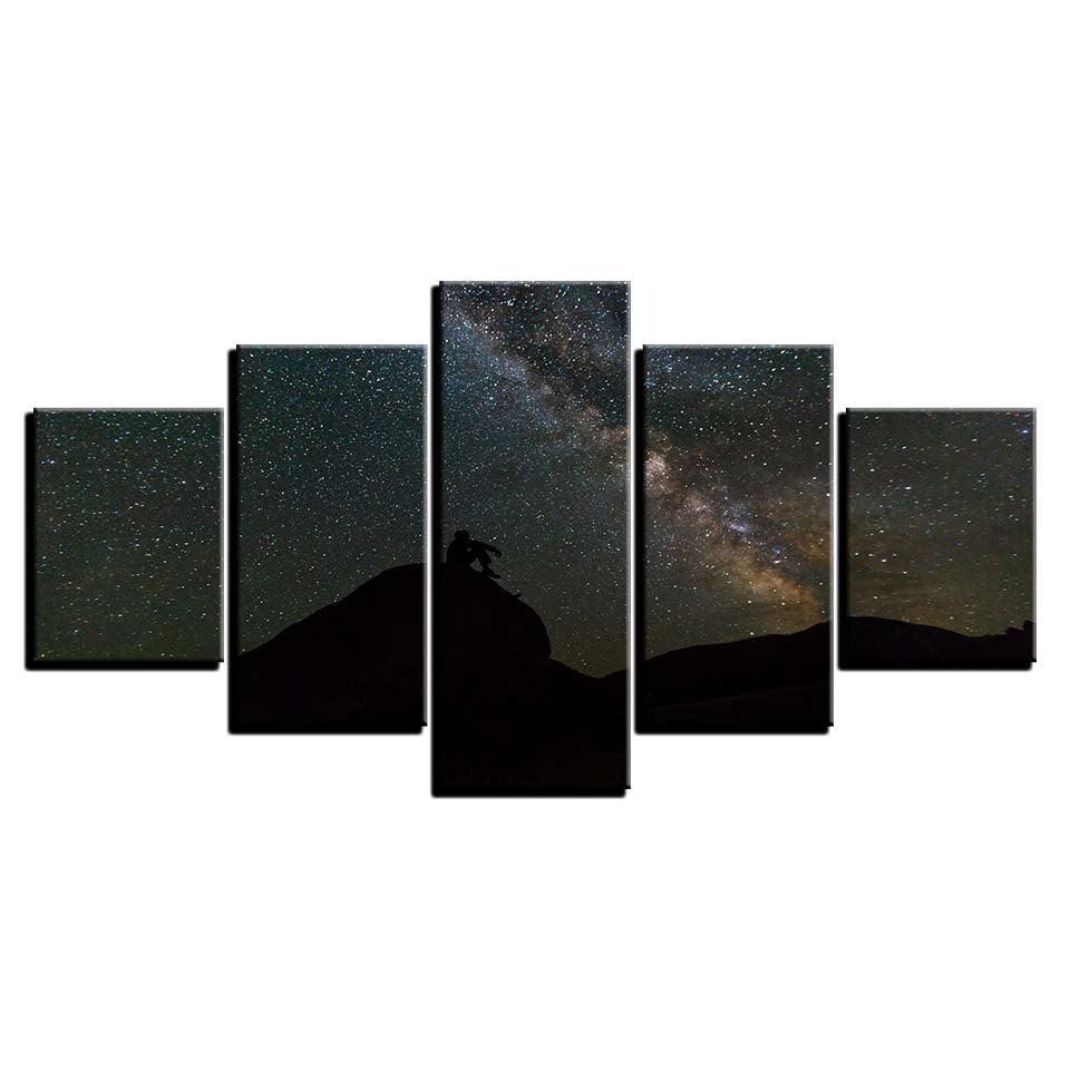 Starry Night 5 Piece HD Multi Panel Canvas Wall Art Frame-Original Frame