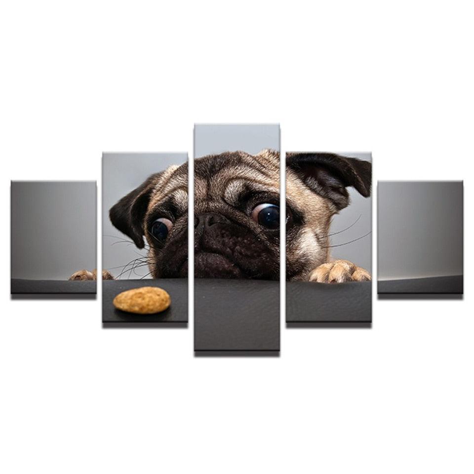 Very Lovely Dog 5 Piece HD Multi Panel Canvas Wall Art Frame-Original Frame