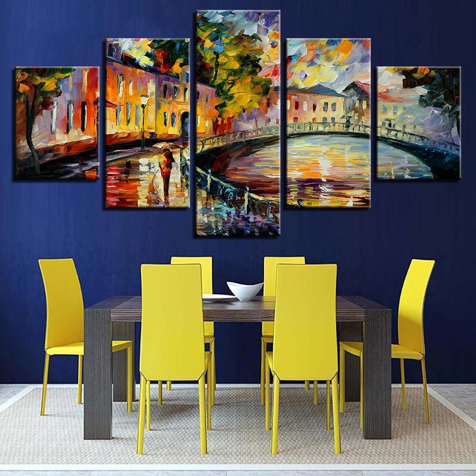 Graffiti Bridge 5 Piece HD Multi Panel Canvas Wall Art Frame-Original Frame