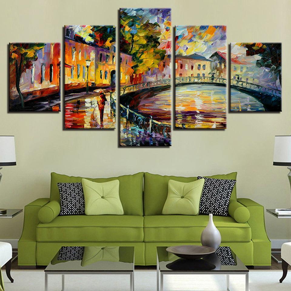Graffiti Bridge 5 Piece HD Multi Panel Canvas Wall Art Frame-Original Frame