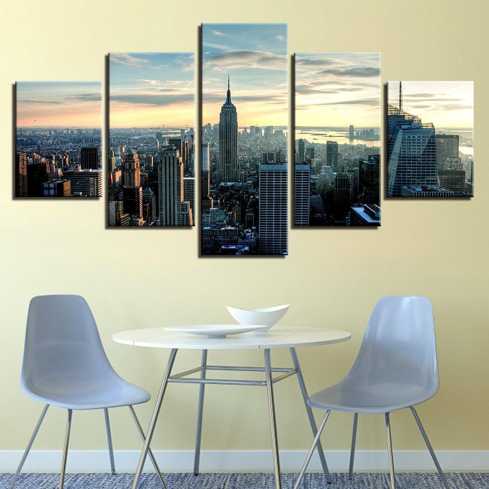 New York City 5 Piece HD Multi Panel Wall Art Frame-Original Frame