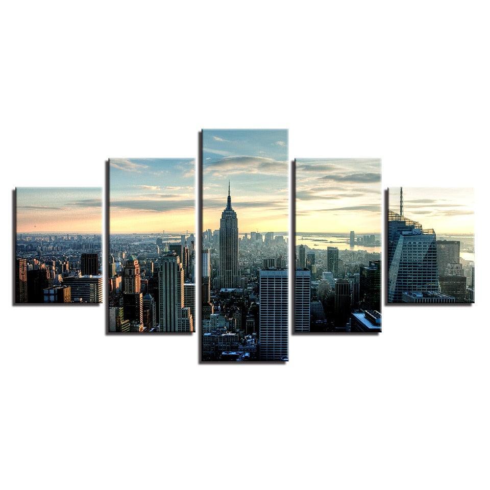 New York City 5 Piece HD Multi Panel Wall Art Frame-Original Frame