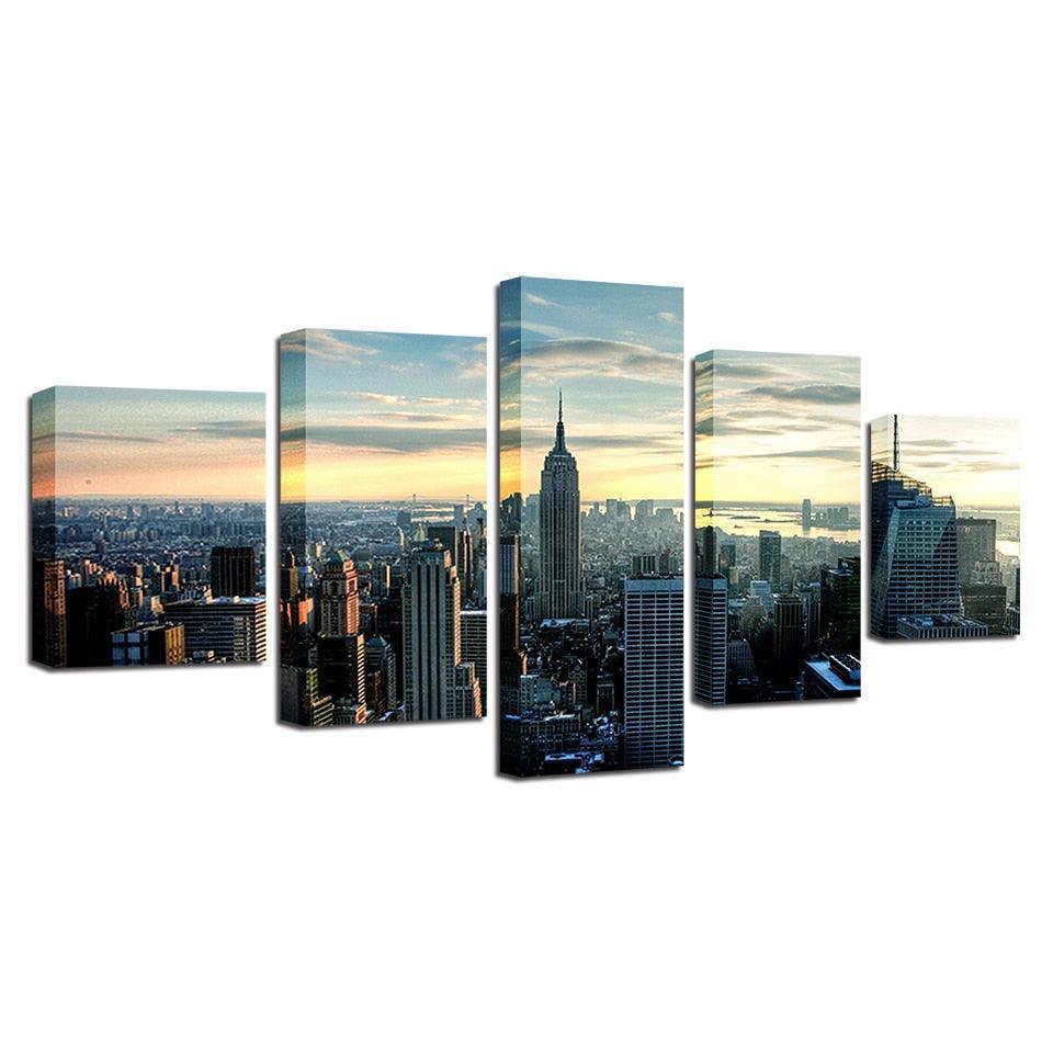 New York City 5 Piece HD Multi Panel Wall Art Frame-Original Frame