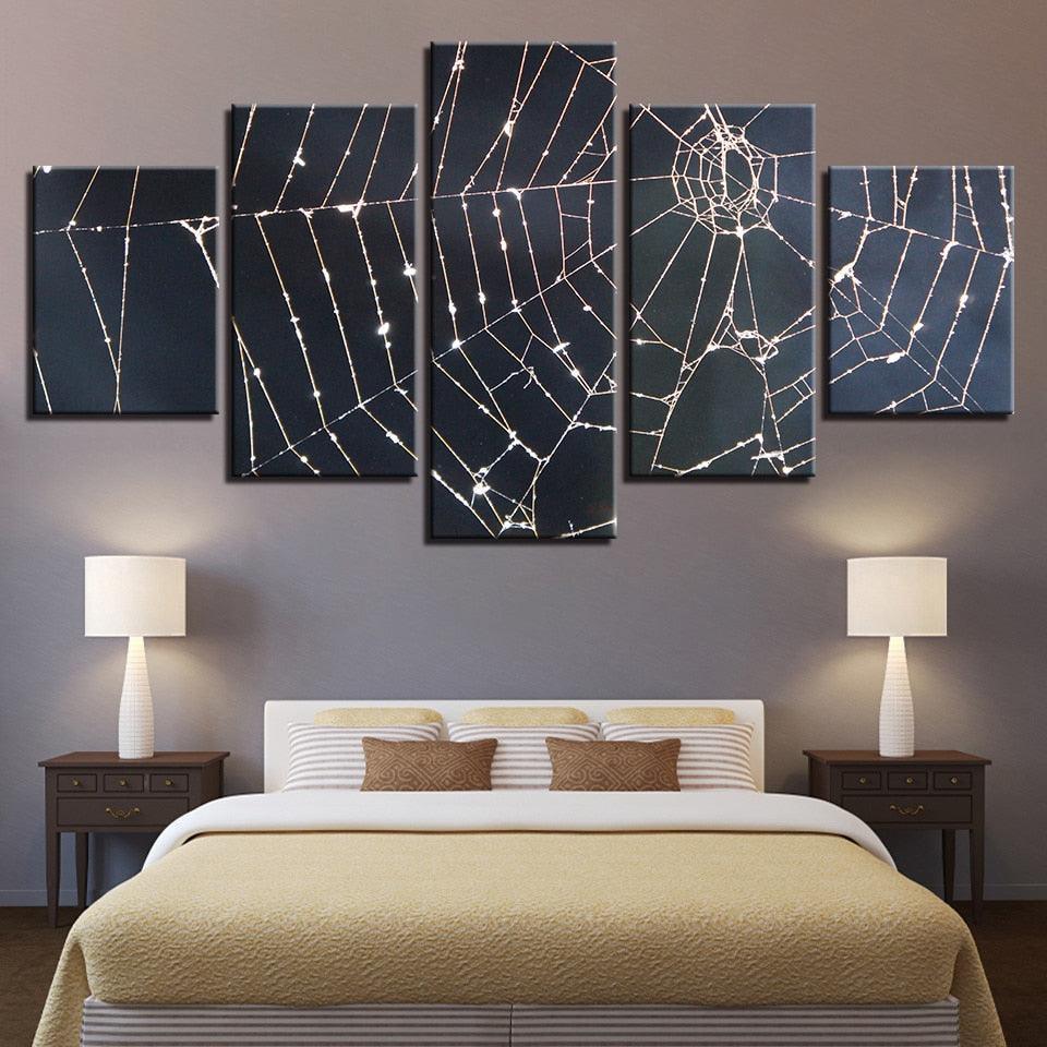 Spider Web 5 Piece HD Multi Panel Canvas Wall Art Frame-Original Frame