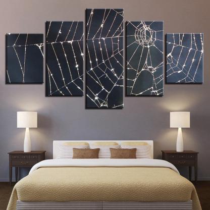 Spider Web 5 Piece HD Multi Panel Canvas Wall Art Frame-Original Frame