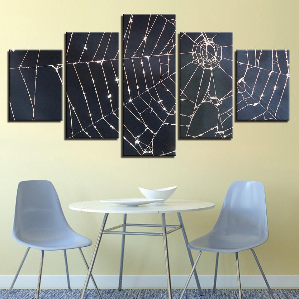 Spider Web 5 Piece HD Multi Panel Canvas Wall Art Frame-Original Frame
