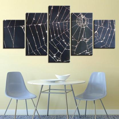 Spider Web 5 Piece HD Multi Panel Canvas Wall Art Frame-Original Frame