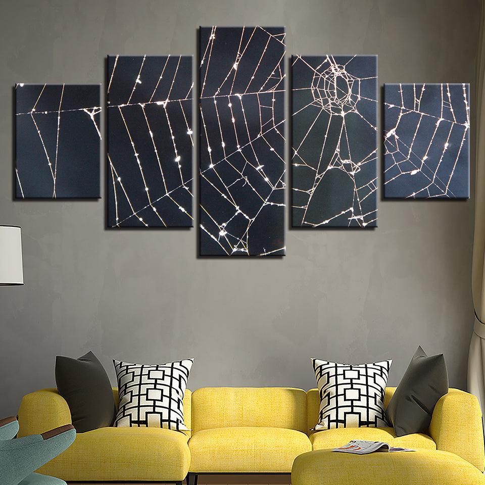 Spider Web 5 Piece HD Multi Panel Canvas Wall Art Frame-Original Frame