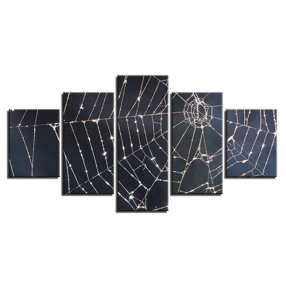 Spider Web 5 Piece HD Multi Panel Canvas Wall Art Frame-Original Frame
