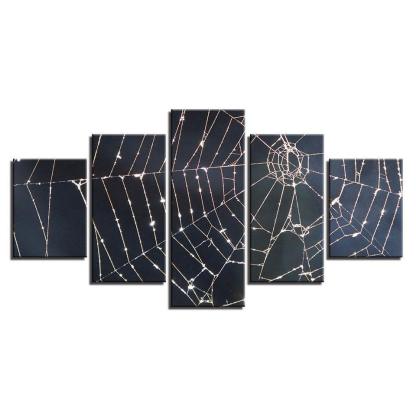 Spider Web 5 Piece HD Multi Panel Canvas Wall Art Frame-Original Frame