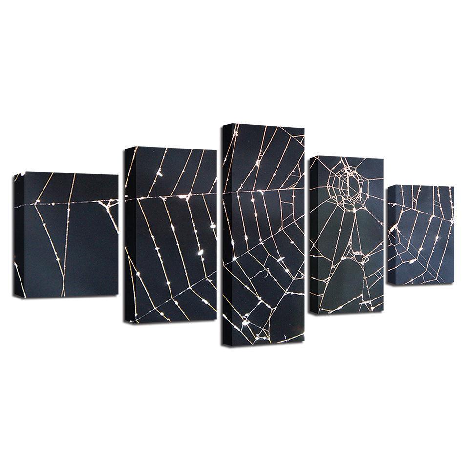 Spider Web 5 Piece HD Multi Panel Canvas Wall Art Frame-Original Frame