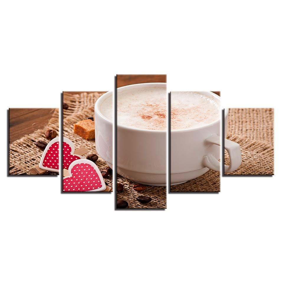 Coffee 5 Piece HD Multi Panel Canvas Wall Art Frame-Original Frame