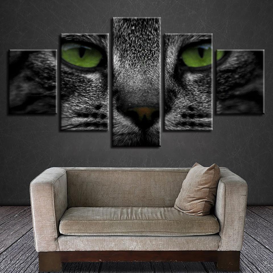Animal Cat Eyes 5 Piece HD Multi Panel Canvas Wall Art Frame-Original Frame