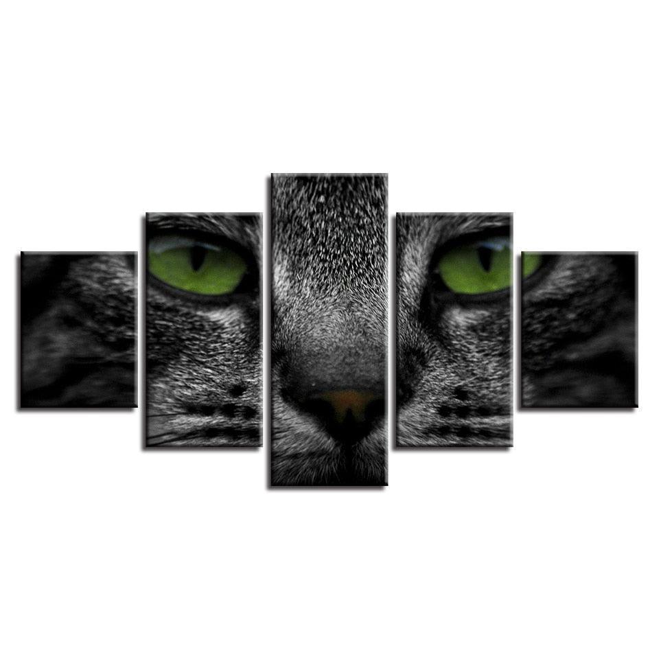 Animal Cat Eyes 5 Piece HD Multi Panel Canvas Wall Art Frame-Original Frame