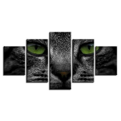 Animal Cat Eyes 5 Piece HD Multi Panel Canvas Wall Art Frame-Original Frame