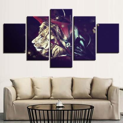 Lion 5 Piece Multi Panel Canvas Wall Art Frame Set-Original Frame