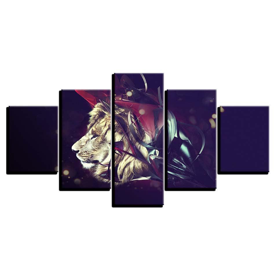 Lion 5 Piece Multi Panel Canvas Wall Art Frame Set-Original Frame