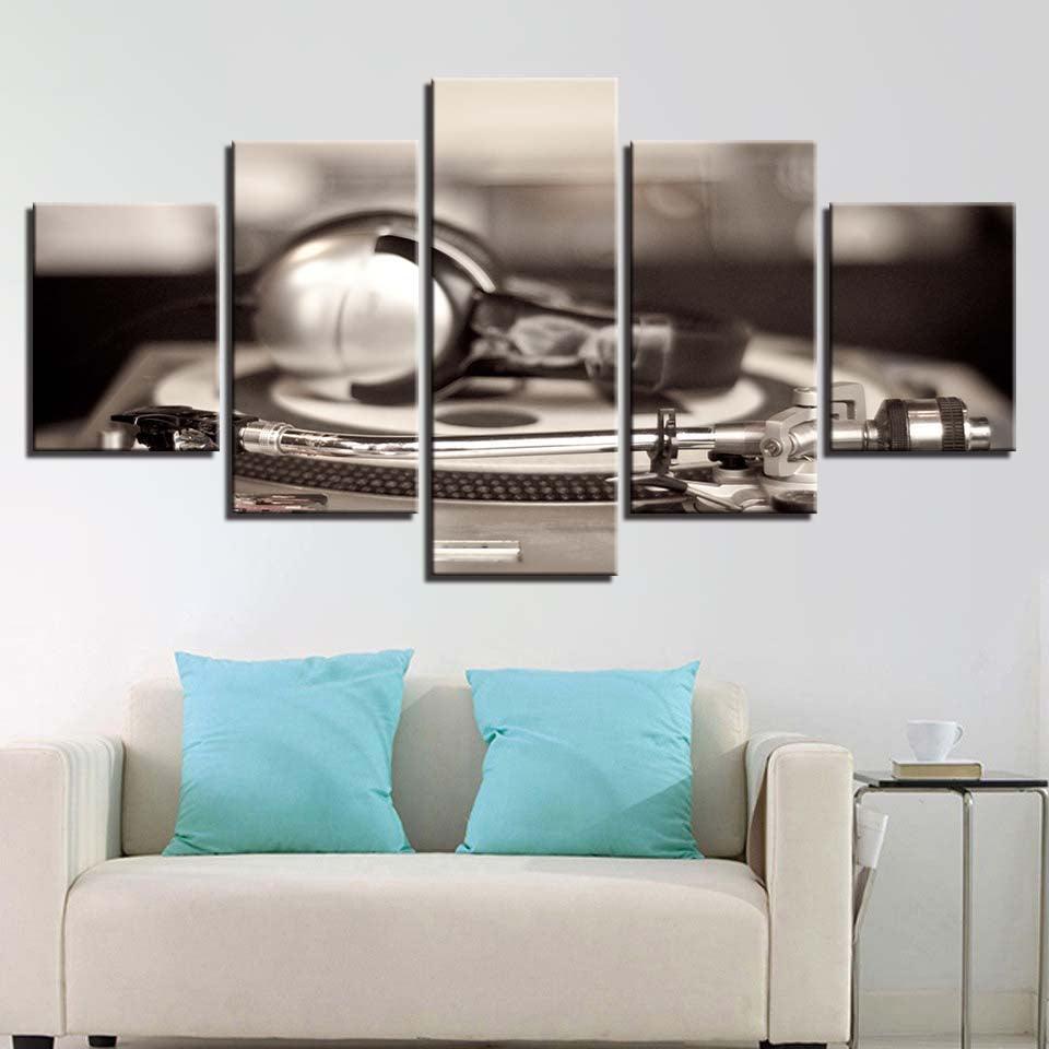 Music Record 5 Piece HD Multi Panel Canvas Wall Artwork Frame-Original Frame