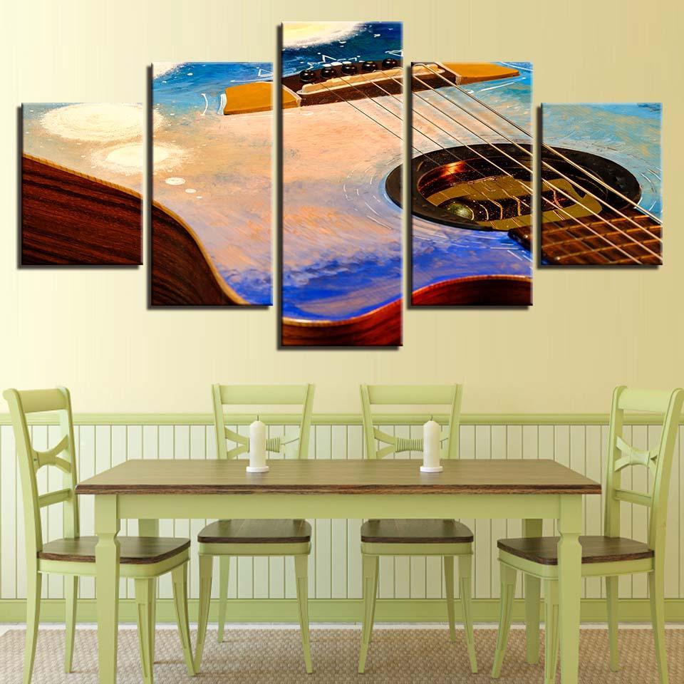 Guitar Painting 5 Piece HD Multi Panel Canvas Wall Art-Original Frame