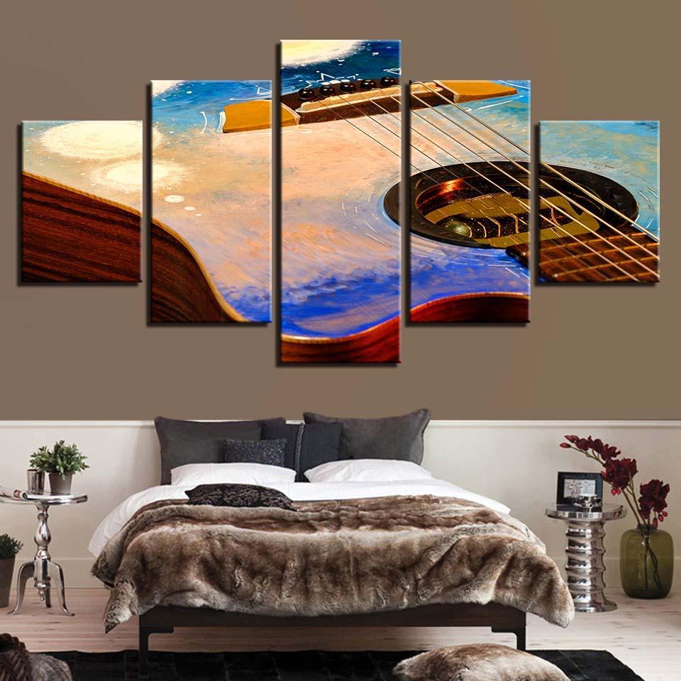 Guitar Painting 5 Piece HD Multi Panel Canvas Wall Art-Original Frame