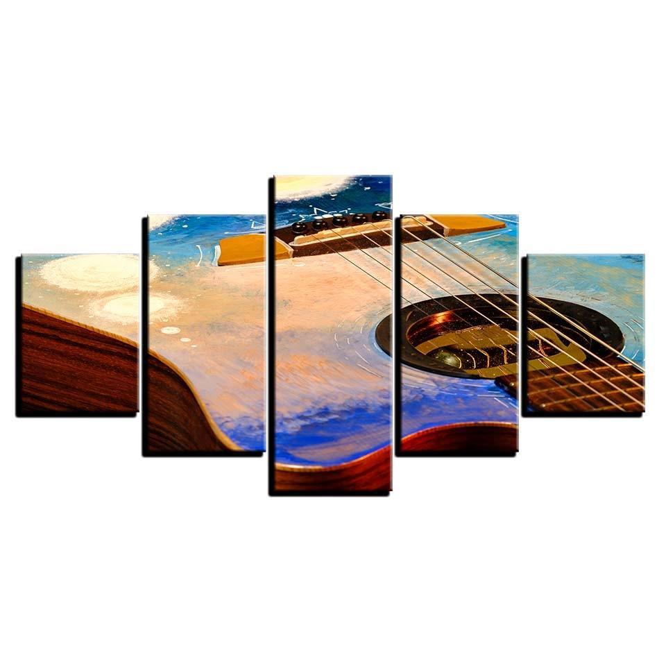 Guitar Painting 5 Piece HD Multi Panel Canvas Wall Art-Original Frame