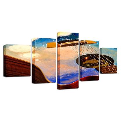 Guitar Painting 5 Piece HD Multi Panel Canvas Wall Art-Original Frame