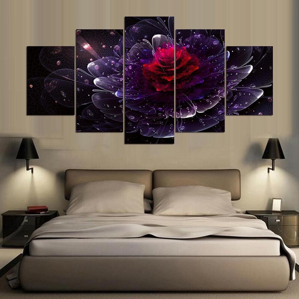 Red Rose 5 Piece HD Multi Panel Canvas Wall Art Frame-Original Frame