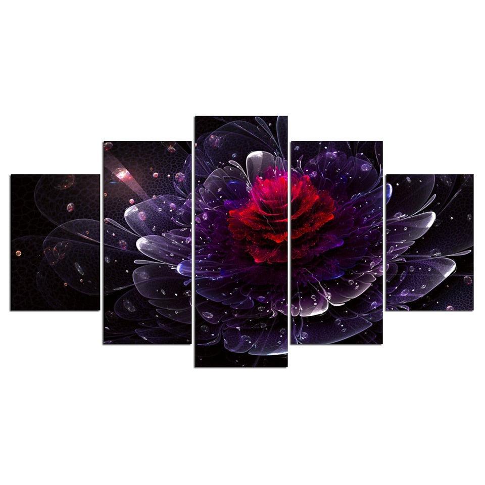 Red Rose 5 Piece HD Multi Panel Canvas Wall Art Frame-Original Frame