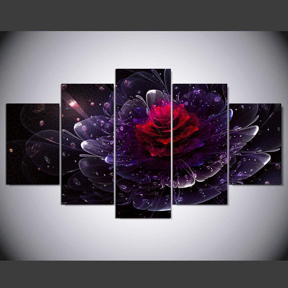 Red Rose 5 Piece HD Multi Panel Canvas Wall Art Frame-Original Frame