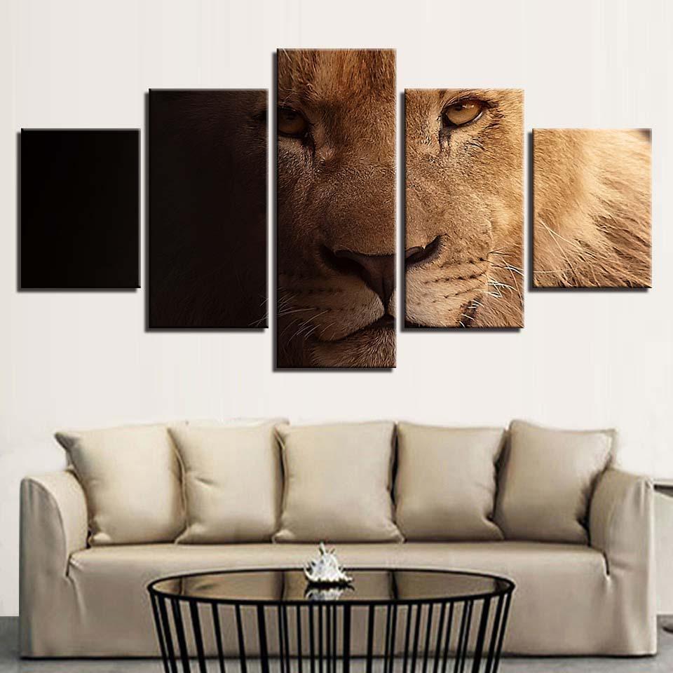 Lion 5 Piece HD Multi Panel Canvas Wall Art Frames Set-Original Frame