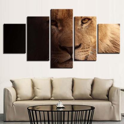 Lion 5 Piece HD Multi Panel Canvas Wall Art Frames Set-Original Frame