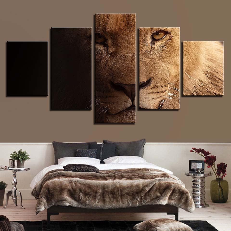 Lion 5 Piece HD Multi Panel Canvas Wall Art Frames Set-Original Frame