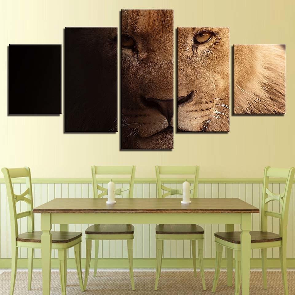 Lion 5 Piece HD Multi Panel Canvas Wall Art Frames Set-Original Frame