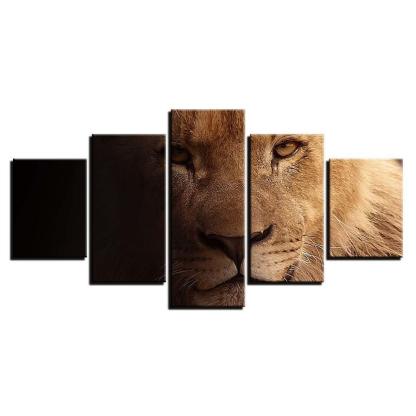 Lion 5 Piece HD Multi Panel Canvas Wall Art Frames Set-Original Frame