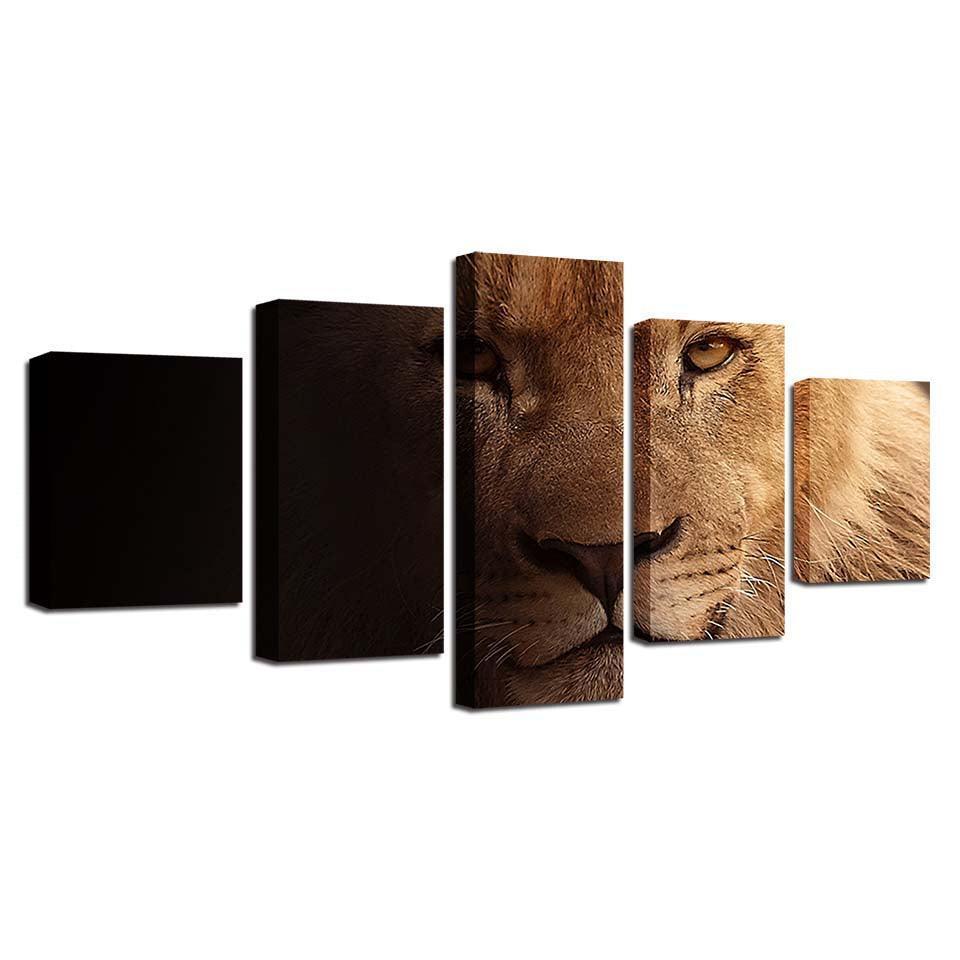 Lion 5 Piece HD Multi Panel Canvas Wall Art Frames Set-Original Frame