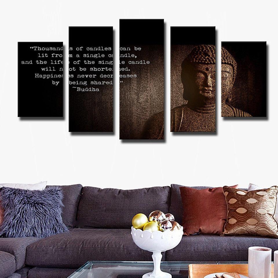 Figure Of Buddha 5 Piece HD Multi Panel Canvas Wall Art Frame-Original Frame