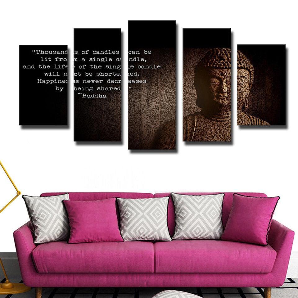 Figure Of Buddha 5 Piece HD Multi Panel Canvas Wall Art Frame-Original Frame