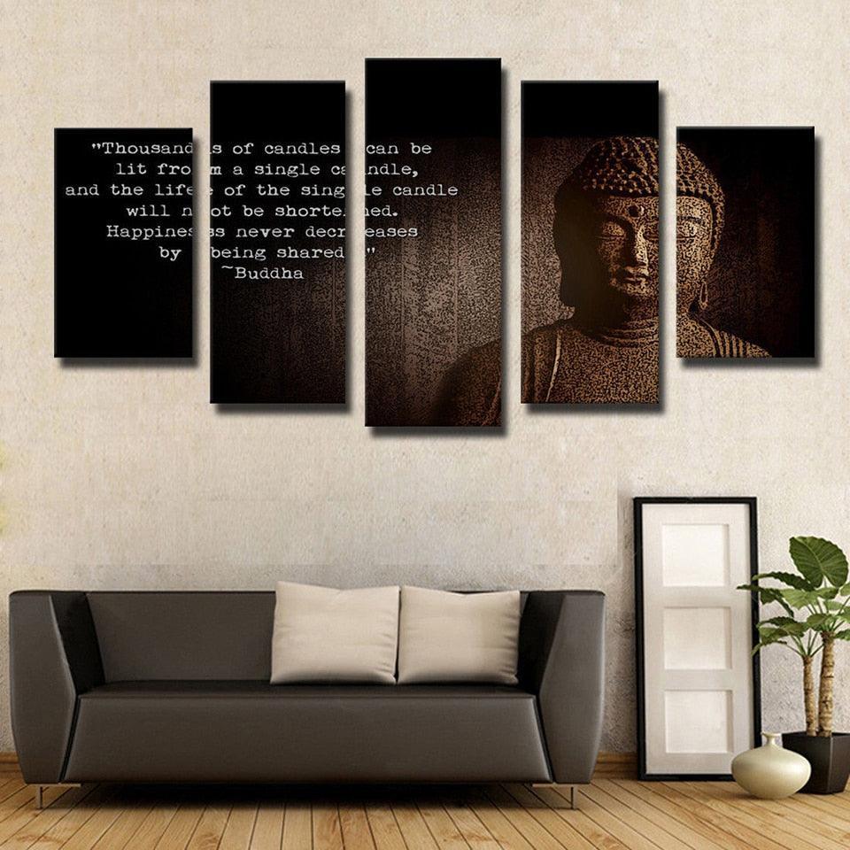 Figure Of Buddha 5 Piece HD Multi Panel Canvas Wall Art Frame-Original Frame